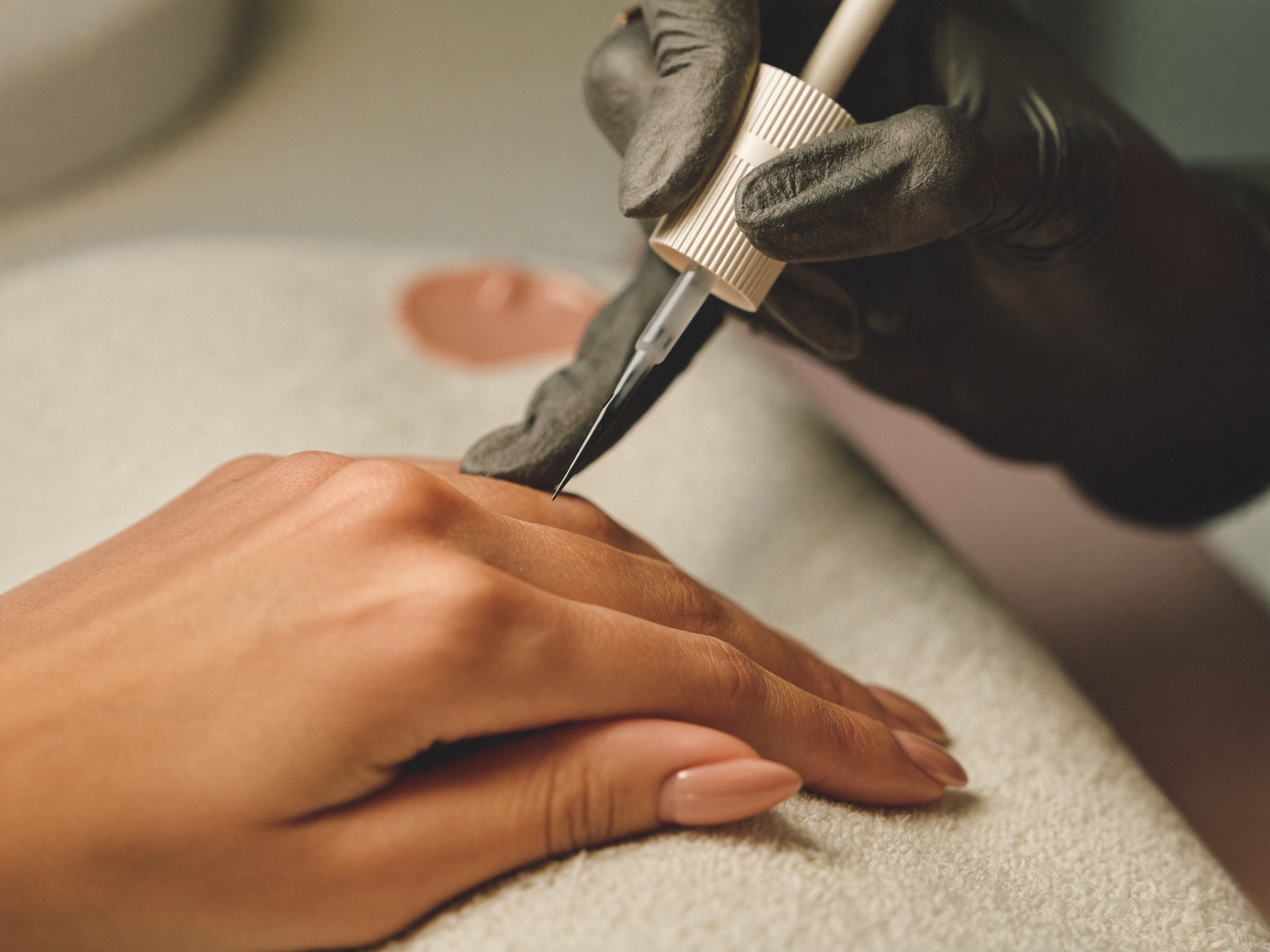 Cinematic close-up of a luxurious manicure in progress